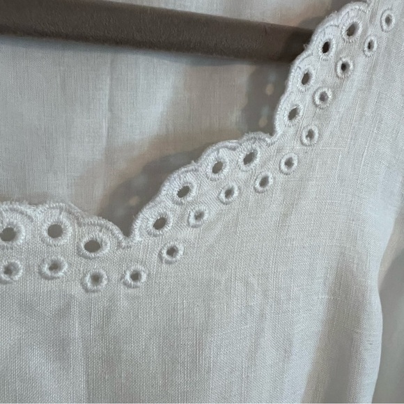 NWOT Talbots 100% Linen Eyelet Sleeveless Midi Dress in White size 10 - Picture 5 of 12